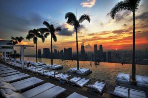 The Infinity Pool at Sands Sky Park. It's resting on the 56th floor of Marina Bay Sands